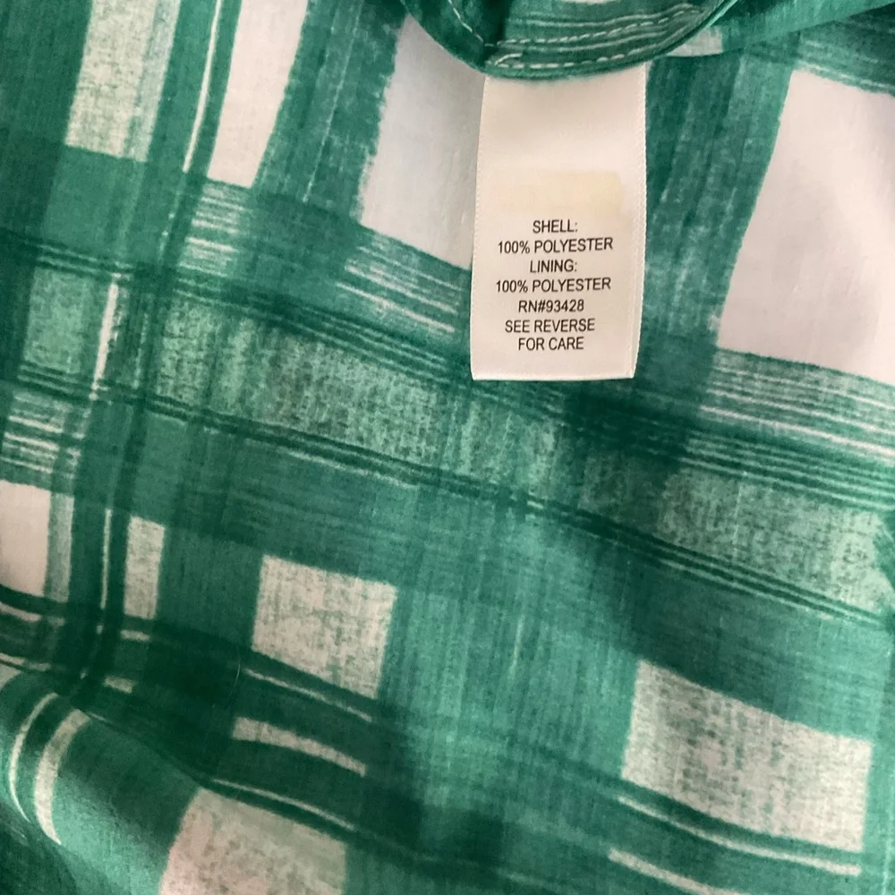 Kristin Davis Plaid Green And White‎ Pin Up Style Dress. Size 6